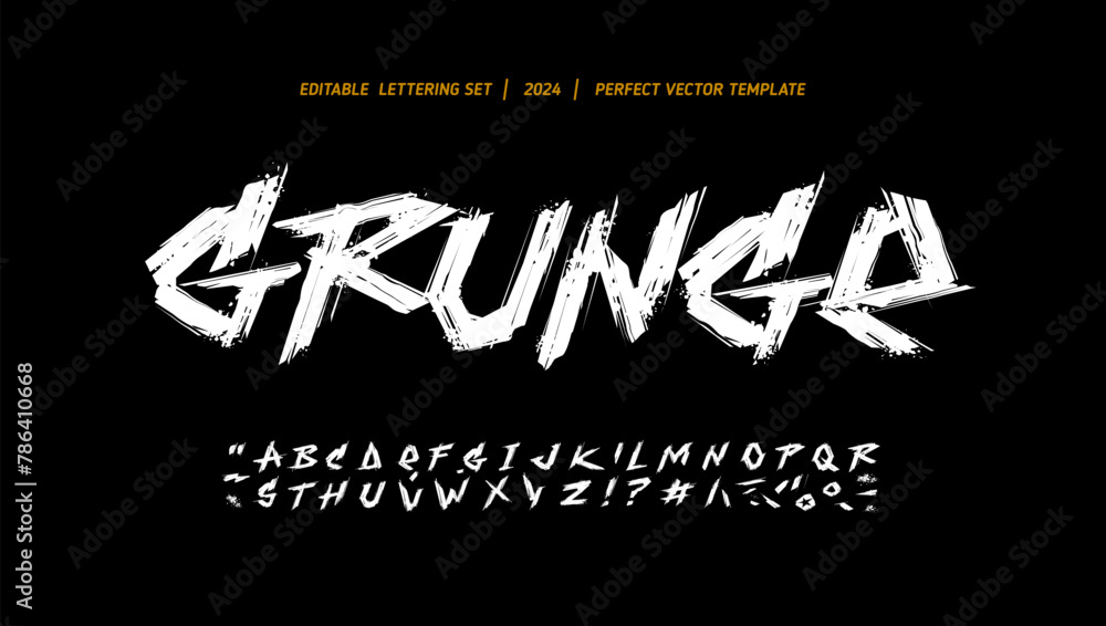 Poster grunge - graffiti brushstyle font type alphabet with signs and symbols. street art graffiti style fo
