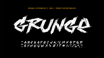 Grunge - Graffiti brushstyle font type alphabet with signs and symbols. Street Art graffiti style font type letterning set. Rock style elements collection for tee print and music cover channel design