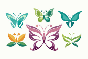 A graceful collection of butterfly-inspired symbols, perfect for logos and designs in beauty, spa, lifestyle, and wellness themes. 