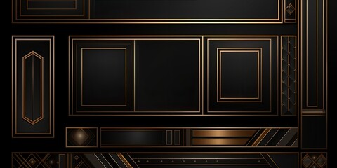 Obraz premium Geometric design featuring golden lines on a dark background.
