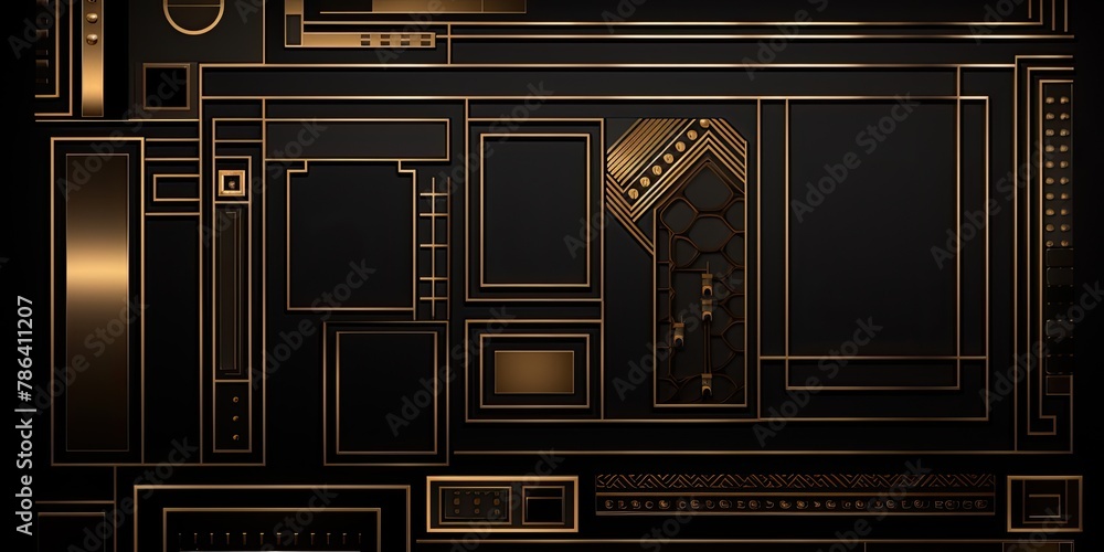 Poster golden lines creating a geometric pattern against a dark backdrop.