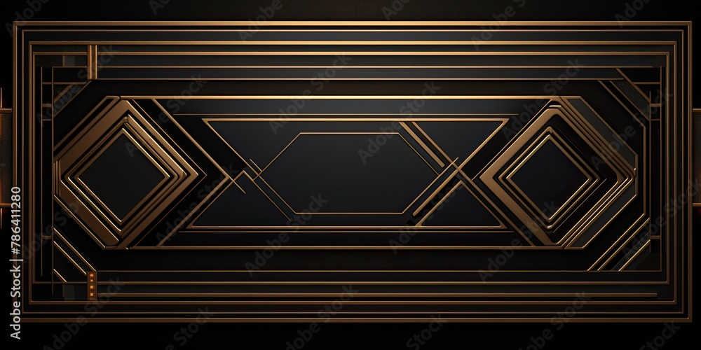 Poster golden lines creating a geometric pattern against a dark backdrop.