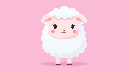 Naklejka premium Cute Lamb Character on Pink Background