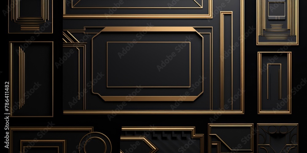 Poster golden lines creating a geometric pattern against a dark backdrop.