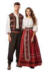 Couple standing in GEORGIA culture clothes Isolated on transparent background.