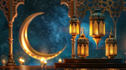 Elegant Islamic Podium. Cultural Heritage Illustration