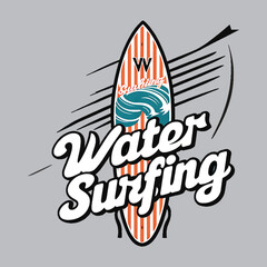 Obraz premium surfing water vector tshirt design and t-shirt graphics with Surfing, minimalist surfing style t shirt design.