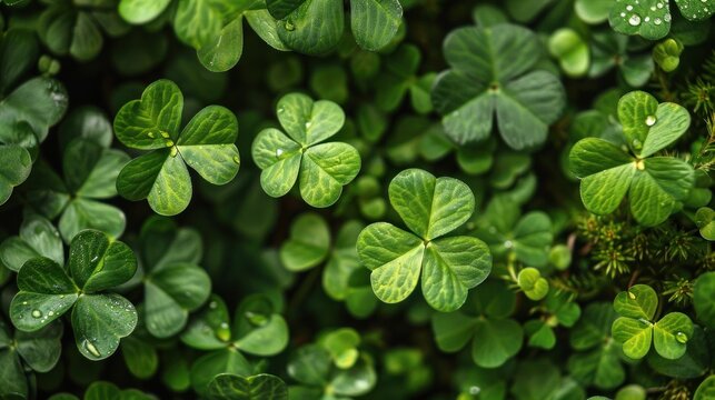 Fresh and vivid image of clover leaves for St. Patrick's Day.