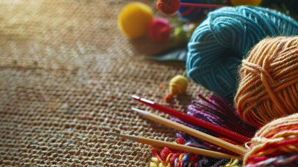 Online knitting class tools With copy space for text