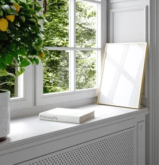 Fotobehang Lengtemeter Cozy home interior with frame mockup, 3d render