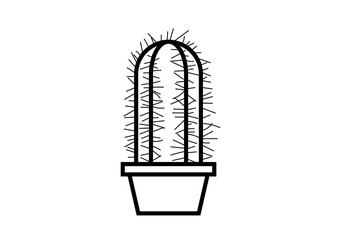 Icono negro de cactus en fondo blanco.