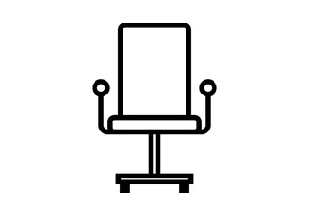 Icono negro de silla de oficina en fondo blanco. - obrazy, fototapety, plakaty