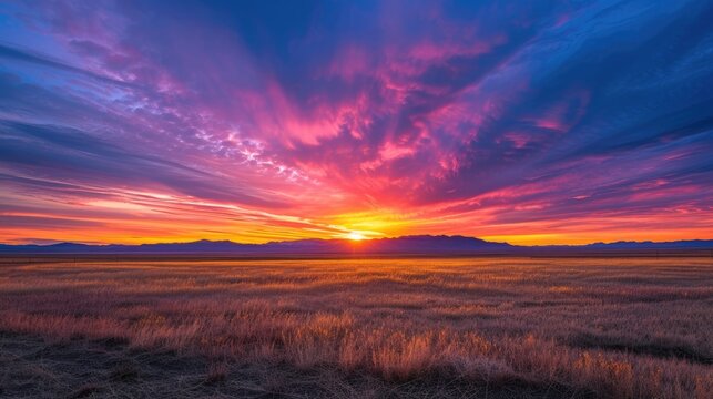 Images capturing the beauty and tranquility of sunsets, showcasing vibrant hues of orange, pink, and purple spreading across the sky as the sun dips below the horizon