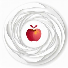 pomme dans un cercle de papier blanc base de création logo en dessin ia - obrazy, fototapety, plakaty