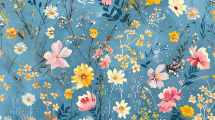 Fototapeta na wymiar Wildflower Constellation Pattern Perfect for a Seamless Floral Design