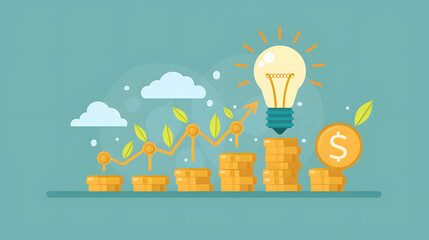 Idea and diversification and financial planning help increase returns, exponential growth of investment returns, business and investment growth - obrazy, fototapety, plakaty