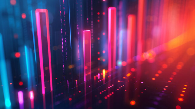 Financial data curve chart, financial technology themed big data analysis bar chart background