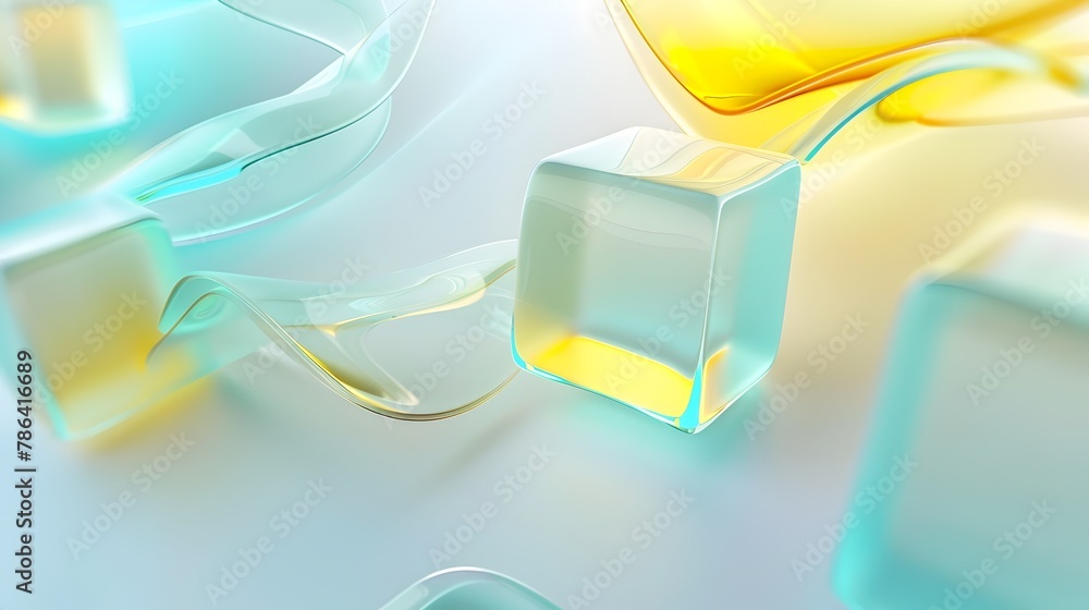 Aufkleber minimalistic 3d backdrop with floating geometric cubes in soft monochrome palette