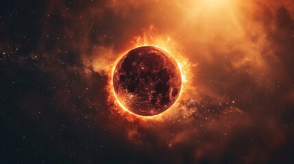 Obraz premium Dramatic Flare of Solar Eclipse in Deep Space