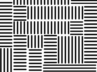 Retro black and white geometric pattern background, vector abstract circles, triangles and squares line art. Set of trendy bauhaus pattern background op-art.