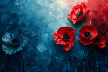 Abstract background with poppies to remember all victims of war. Suitable for ANZAC Day and other memorial events.