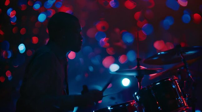 Drummer plays at a jazz festival. Jazz International Day