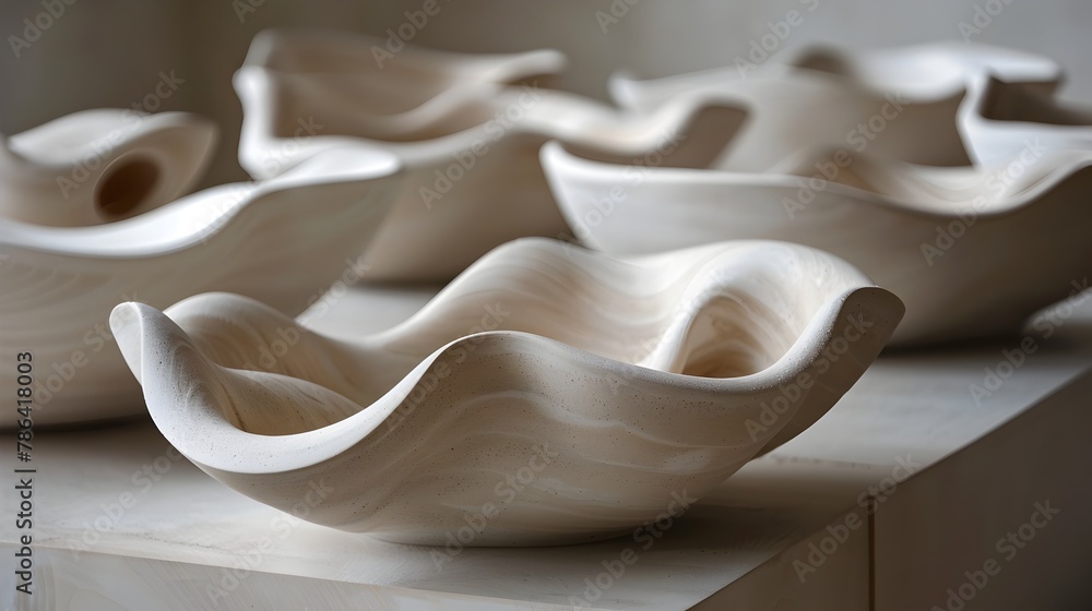 Aufkleber sculptural clay curves interlocking with smooth finish and elegant simplicity