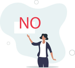 negative or stop sign, rejection or refuse to do thing,flat vector illustration.