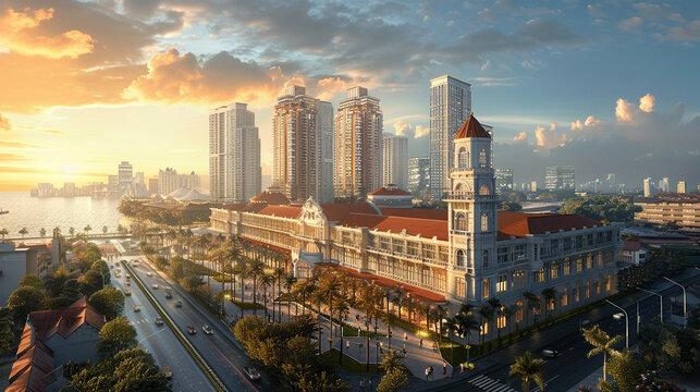A delightful rendering of the bustling cityscape of Manila