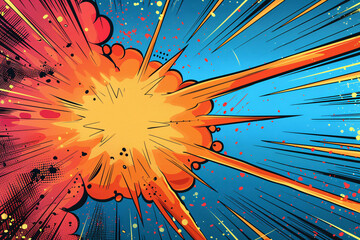 Comic explosion effect illustration, magic explosion effect abstract art concept illustration