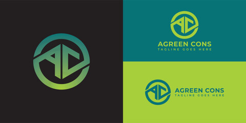 Abstract initial letter AC or CA logo in gradient green color isolated on multiple background colors. The logo is suitable for immigration consulting company logo icons to design inspiration templates