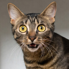 놀라는 표정의 귀여운 고양이