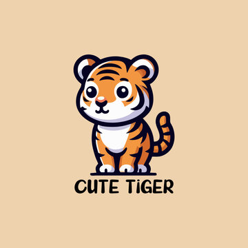 cute tiger macot vector logo design