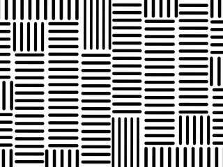 Retro black and white geometric pattern background, vector abstract circles, triangles and squares line art. Set of trendy bauhaus pattern background op-art.