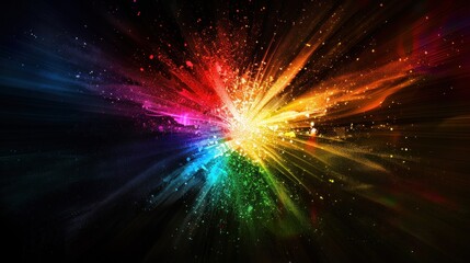 Naklejka premium Rainbow Flare on Black. Vibrant Color Explosion