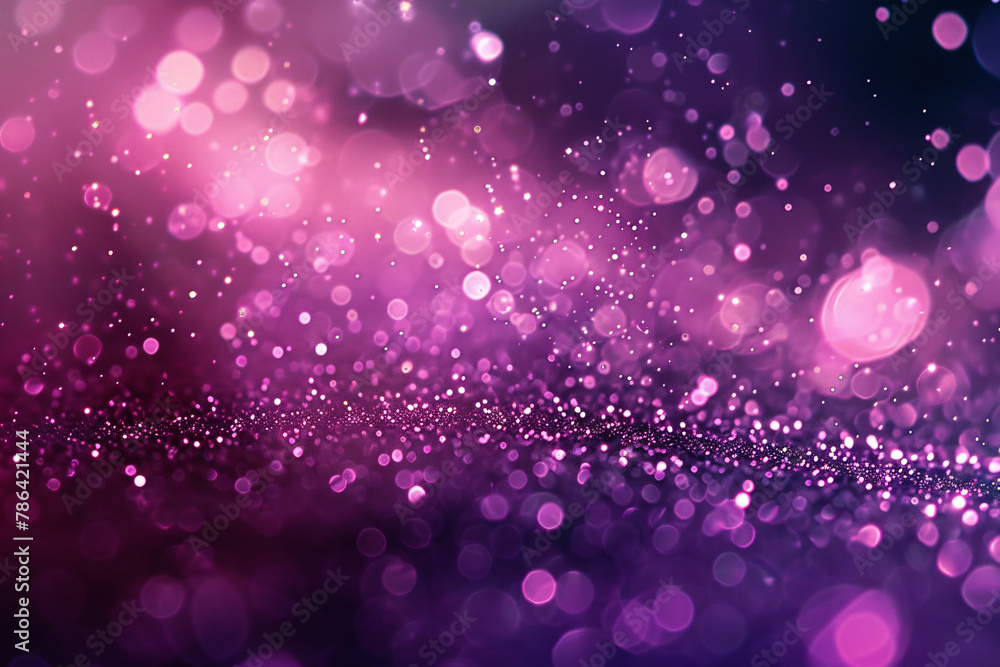 Poster abstract purple particles and dots flowing on purple background, dancing particles dark background 3