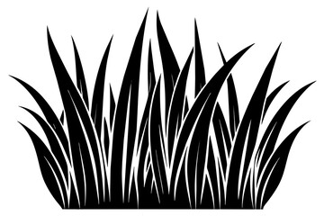 Green Grass Silhouette Cartoon plant lines for eco and organic logos. Vector set for spring banners or fresh organic pastures © AL