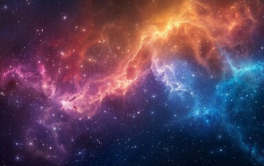 Obraz premium Stunning galaxies and vibrant nebulae come together in a celestial display, showcasing the beauty of the cosmos.