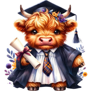 recommend clip art: Animals graduation element watercolor illustrations