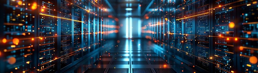 Engineers in the server room use cutting-edge visualization tools to create secure and scalable IT solutions that are also efficient.
