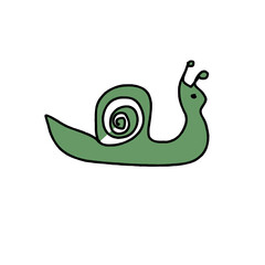 Minimalist painting of a snail with a house