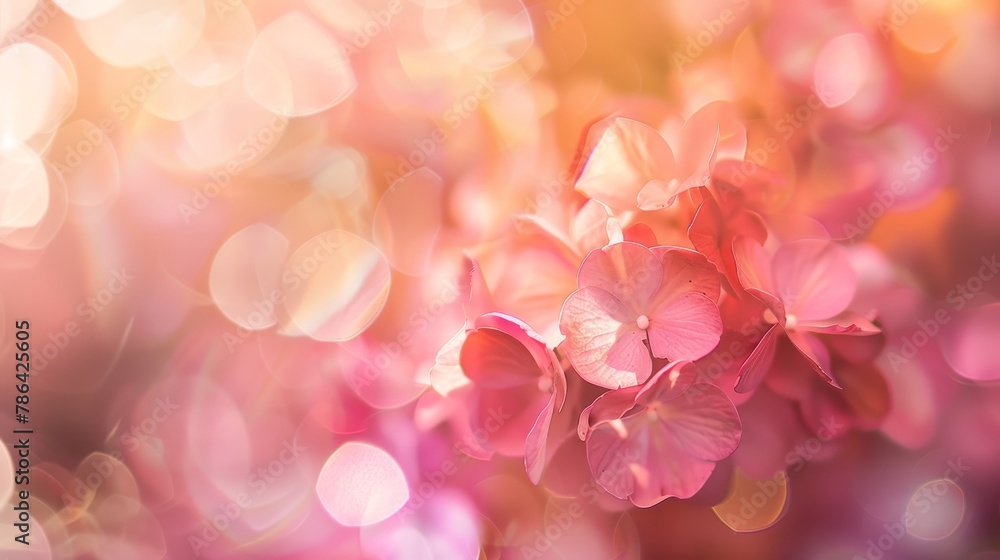 Poster dreamy soft focus bokeh background in beige and peach tones with subtle pink hues
