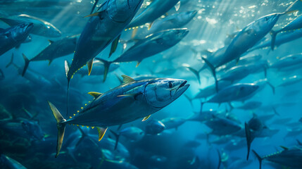 Fototapeta premium Tuna shoal in the water