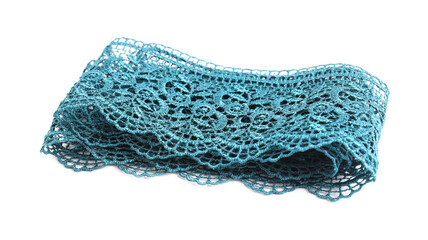 Fototapeta premium Beautiful lace with pattern isolated on white