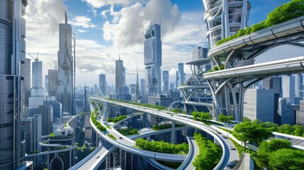 Architectural Marvels: Futuristic Skyline in 2070