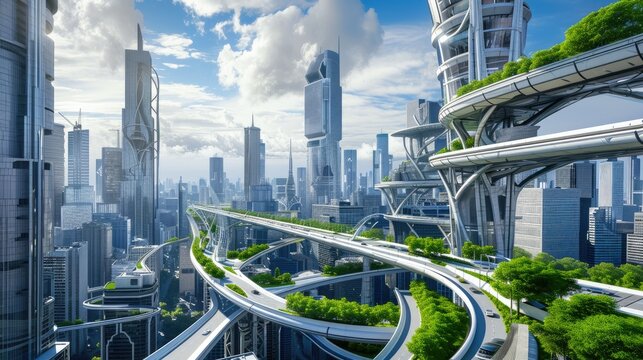 Architectural Marvels: Futuristic Skyline in 2070