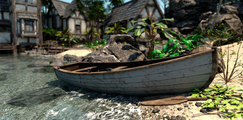 3D Rendering Pirates Boat