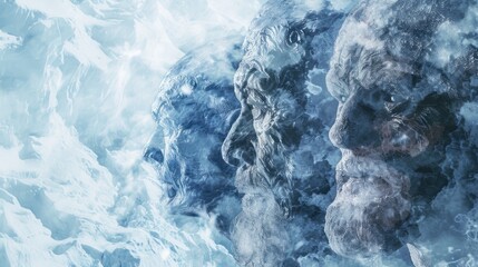 Obraz premium Erosion's Embrace: Glacial Melt and Coastal Communities