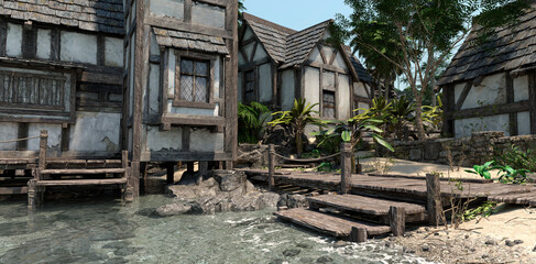 Fototapeta na wymiar 3D Rendering Pirates Cove