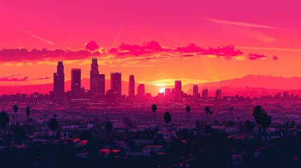 Dusk Dreams: Los Angeles Skyline in Pastel Hues